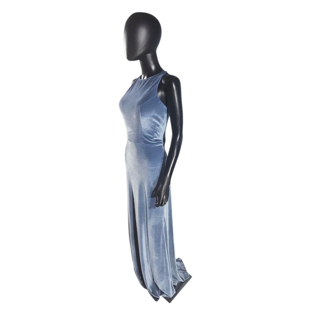 NWOT Slate Stretch Velvet Multi-Strap Maxi Formal Dress - Mori Lee - Picture 4 of 9
